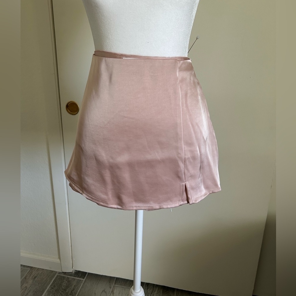 Abound Blush Pink Satin Mini Skirt